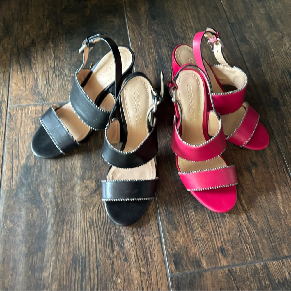 Coach Women's Black and Fuchsia Sandals